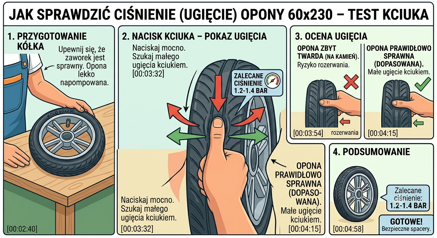 sprawdź kciukiem ugięcie opony