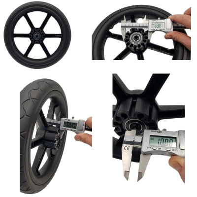 Komplet kół do wózka ROAN Bloom, Bass Next, Coss, PIANKOWE, czarne (z widełkami)