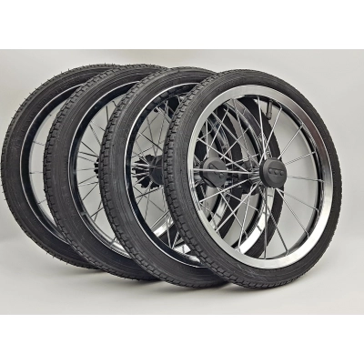 Koła pompowane do wózka 14 cali (14 x 1 3/8 x 1 5/8) TAKO - komplet 4szt. CHROMOWANE obręcze, opona S-141