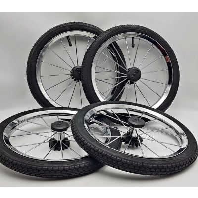 Koła pompowane do wózka 14 cali (14 x 1 3/8 x 1 5/8) TAKO - komplet 4szt. CHROMOWANE obręcze, opona S-141