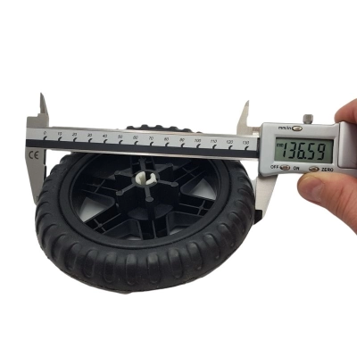 Kółko 14cm do wózka na zakupy, na oś 8mm, piankowe, CZARNE