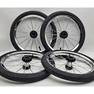 Koła pompowane do wózka 14 cali (14 x 1 3/8 x 1 5/8) TAKO - komplet 4szt. CHROMOWANE obręcze, opona S-141