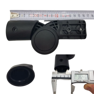 Regulacja, przegub rączki do wózka TAKO, JUNAMA, owal-płaski - fabryczna, czarna - kpl 2szt