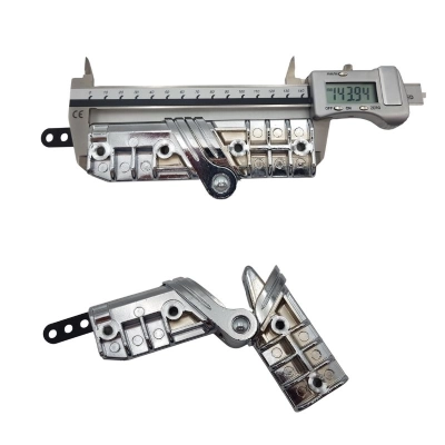 Zawias WĄSKI, chrom, do składania stelaża wózka Tako. Do spłaszczonej konstrukcji stelaża wózka.
