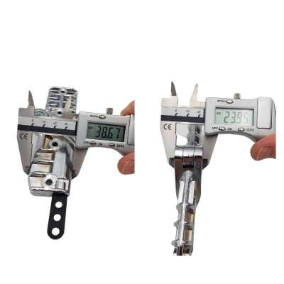 Zawias WĄSKI, chrom, do składania stelaża wózka Tako. Do spłaszczonej konstrukcji stelaża wózka.