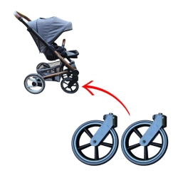 Wymiana kółek przednich ODBLASKOWYCH w wózku MUTSY NIO - montaż zamienników w widełkach - 2szt