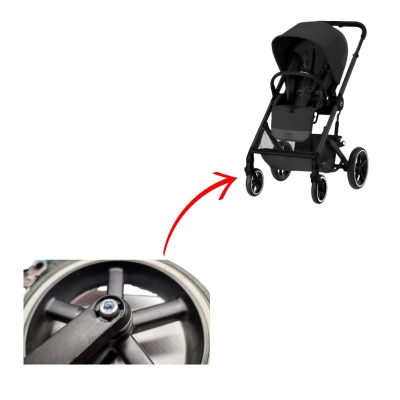 Naprawa kółka Cybex Balios S - montaż łożysk i osi skręcanej - 1 kółko przednie