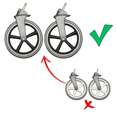 Naprawa (wymiana) kółek przednich w wózku Espiro NEXT 250x45-190 - montaż zamienników REFL w widełkach - 2szt