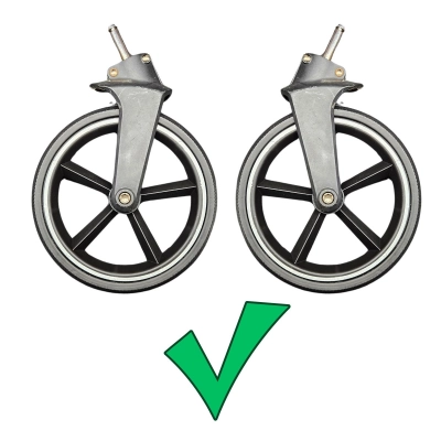 Naprawa (wymiana) kółek przednich w wózku Espiro NEXT 250x45-190 - montaż zamienników REFL w widełkach - 2szt