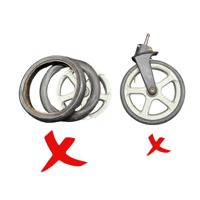 Naprawa (wymiana) kółek przednich w wózku Espiro NEXT 250x45-190 - montaż zamienników REFL w widełkach - 2szt