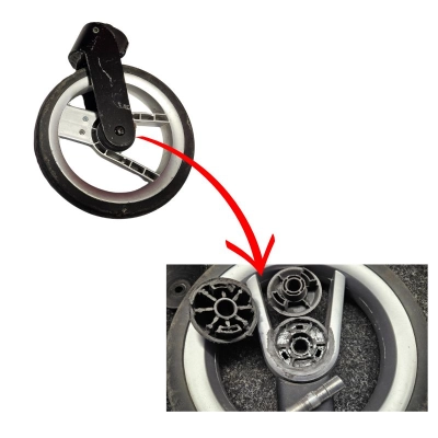 Naprawa (wymiana) kółek przednich w wózku MUTSY NIO - montaż zamienników w widełkach - 2szt