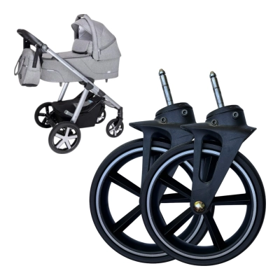 USŁUGA | Wymiana przednich kół ODBLASKOWYCH (2 szt.) w wózku BABY DESIGN – Serwis wysyłkowy | Nowe koła | Szybka naprawa