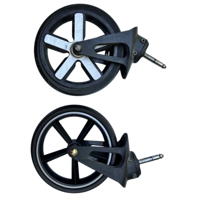 USŁUGA | Wymiana przednich kół ODBLASKOWYCH (2 szt.) w wózku BABY DESIGN – Serwis wysyłkowy | Nowe koła | Szybka naprawa