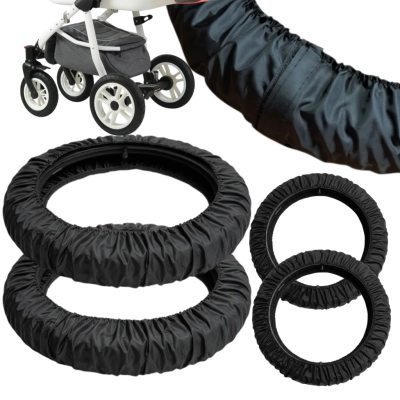 Osłonki na koła wózka CONECO 10 i 12 cali (10'' 12'') – Czarne na rzep (4 szt.) | osłonki, pokrowce