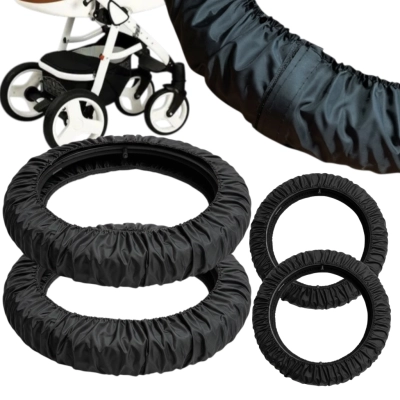 Osłonki na koła Coto Baby 10 i 12 cali (10'' 12'') + Woreczek - Czarne na rzep | osłonki, pokrowce