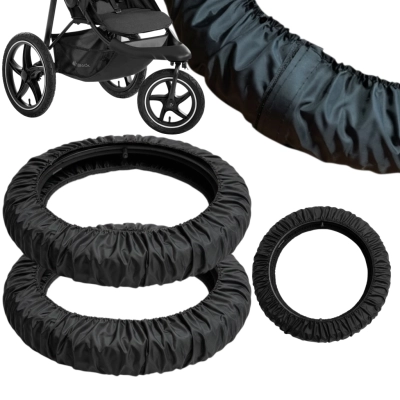 Osłonki na koła Hauck Runner (1x 12'' | 2x 16'') 12 i 16 cali + Woreczek – Czarne | osłonki, pokrowce