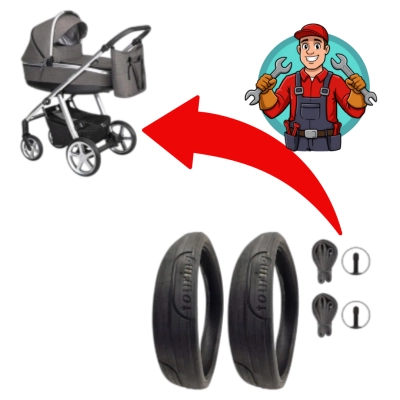 Naprawa kółek tylnych 285x55-224 w wózku Espiro - montaż zamienników: opon i dętek PW - 2szt | usługa wysyłkowa