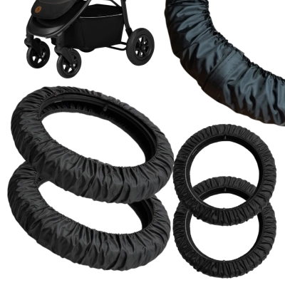 Osłonki na koła Lionelo Natt 8 i 10 cali (8'' 10'') + Woreczek | Czarne na rzep | osłonki, pokrowce