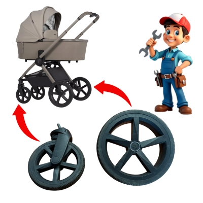 Serwis kół wózka Venicci – wymiana łożysk i osi przednich | Komplet 4 koła | Usługa wysyłkowa Serwis kół wózka Venicci – wymiana łożysk i osi przednich | Komplet 4 koła | Usługa wysyłkowa