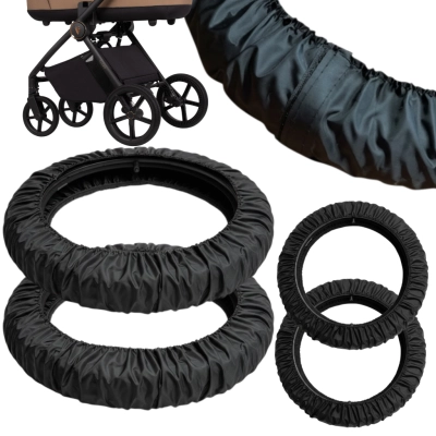 Osłonki na koła Venicci Claro i inne 8 i 10 cali (8'' 10'') + Woreczek | Czarne na rzep | osłonki, pokrowce