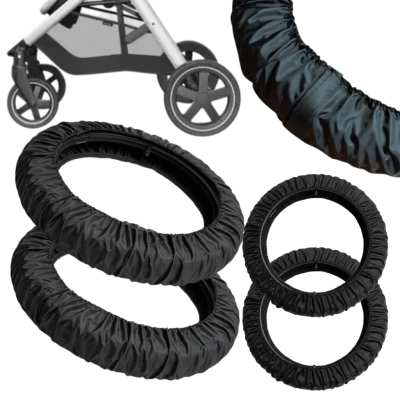 Osłonki na koła Maxi-Cosi Zelia (8 i 12 cali) 8'' 12'' + Woreczek | Czarne na rzep | osłonki, pokrowce