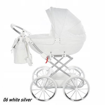 Wózek dla lalek Tako DOLCE mini 06 WHITE SILVER