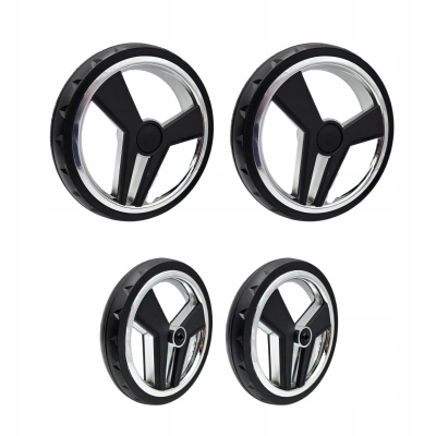 Kółka do wózka JUNAMA DIAMOND, żelowe, czarno-srebrne, opona DIAMOND