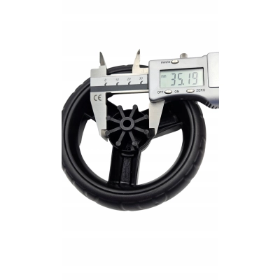 Kółko 13cm do spacerówki, wózka spacerowego, na zakupy, oś 6mm, czarne, S1