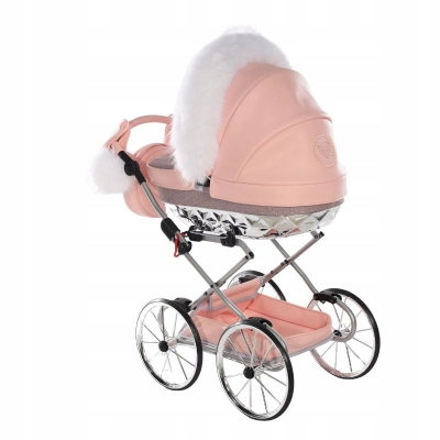 Wózek dla lalek Junama Hand Craft Glitter 01 różowy, duże kółka (3-8 lat)