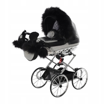 Wózek dla lalek Junama Hand Craft Glitter 03 czarny, duże kółka (3-8 lat)