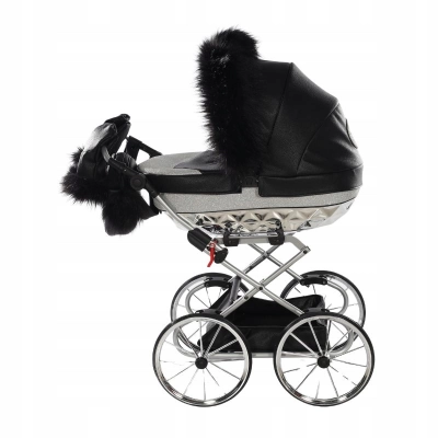 Wózek dla lalek Junama Hand Craft Glitter 03 czarny, duże kółka (3-8 lat)