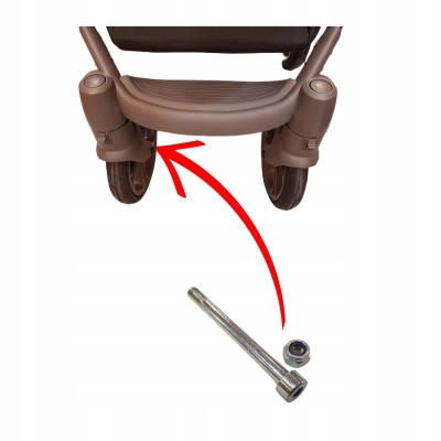 Śruba z nakrętką 8/80mm do kółka przedniego w wózku, do widełek, na oś 8mm