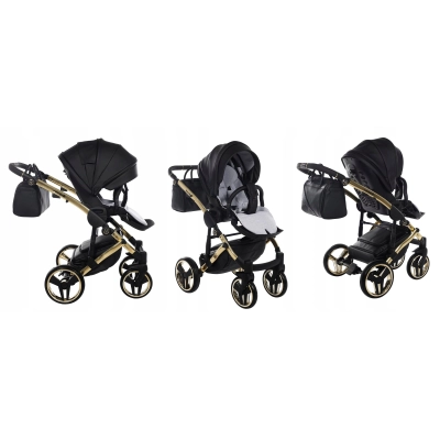 JUNAMA DIAMOND S-LINE V3 wózek dziecięcy 2w1 + AKCESORIA / 02 BLACK GOLD