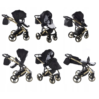 JUNAMA DIAMOND S-LINE V3 wózek dziecięcy 2w1 + AKCESORIA / 02 BLACK GOLD