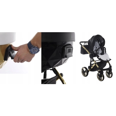 JUNAMA DIAMOND S-LINE V3 wózek dziecięcy 2w1 + AKCESORIA / 02 BLACK GOLD