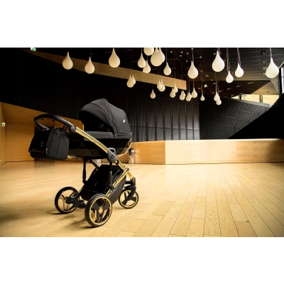 JUNAMA DIAMOND S-LINE V3 wózek dziecięcy 2w1 + AKCESORIA / 02 BLACK GOLD