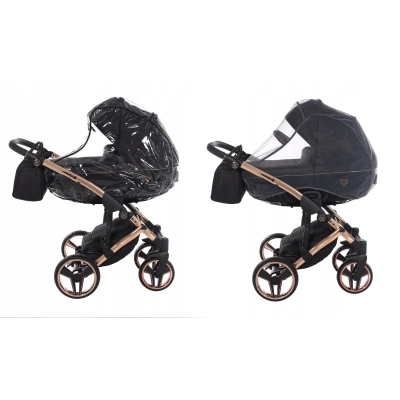 JUNAMA DIAMOND S-LINE V3 wózek dziecięcy 2w1 + AKCESORIA / 01 BLACK SILVER