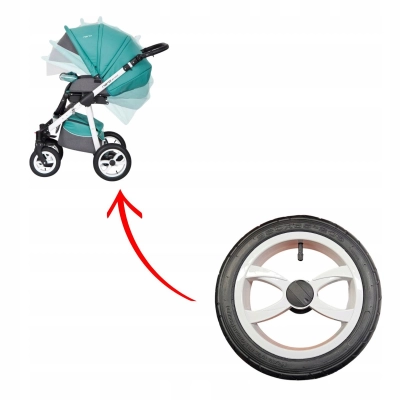 Kółko do wózka pompowane 280x65-203, felga H220 biała, na łożyskach, tylne