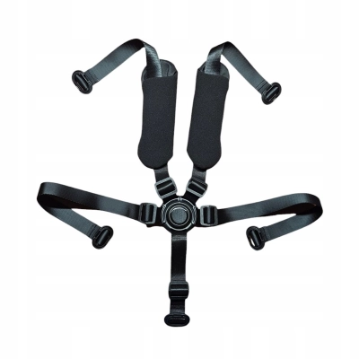 Szelki do spacerówki wózka Roan Ivi 1.0, przelotki półokrągłe, czarne poduchy