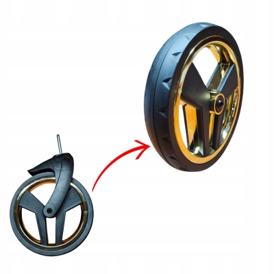 Kółko przednie z widelcem STD do wózka JUNAMA opona Diamond, ZŁOTE, 245mm,