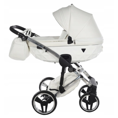 Junama Fluo Individual V3 Wózek Dziecięcy 2w1 | 15 Biały Srebro Line v3