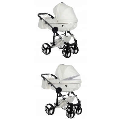 Junama Fluo Individual V3 Wózek Dziecięcy 2w1 | 15 Biały Srebro Line v3