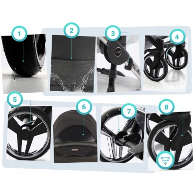 WÓZEK JUNAMA 2W1 S-CLASS 01 I ORYGINALNE AKCESORIA Wózek dziecięcy 01 white