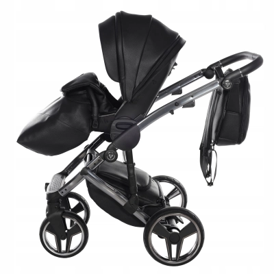 JUNAMA HANDCRAFT WÓZEK DZIECIĘCY 2W1 Z AKCESORIAMI - KOLOR 04 BLACK/BLACK