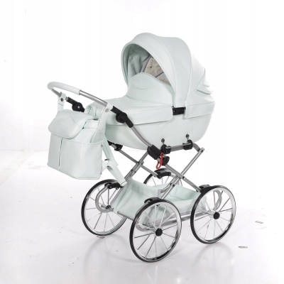 WÓZEK dla lalek Junama BonBon Mini MIĘTOWY Wózek Lalkowy RETRO DUŻE KOŁA 04