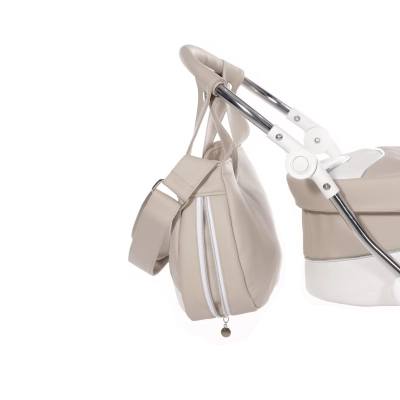 Wózek dla lalki głęboki Junama Lulla 03 beż Beżowy RETRO Duże Koła