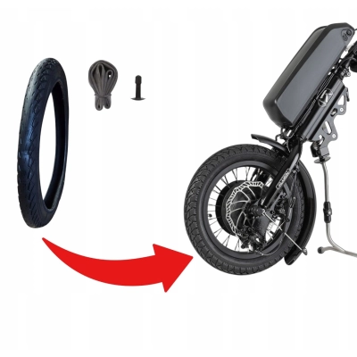 Opona i dętka 14 cali do przystawki wózka inwalidzkiego | Prosty wentyl