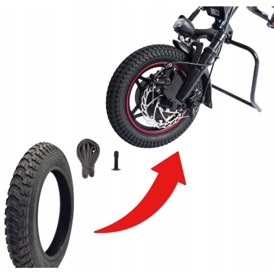 Opona i dętka 12 cali do przystawki wózka inwalidzkiego | Prosty wentyl