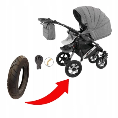 Opona i dętka z giętym wentylem – tylne koło do wózka CAMARELO SEVILLA