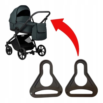 Uniwersalny uchwyt do torby na wózek dziecięcy – komplet 2 szt. czarny